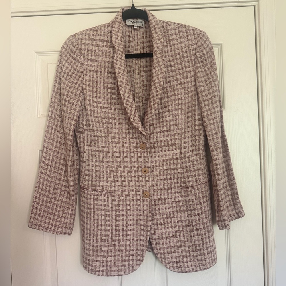 Giorgio Armani Collection Houndstooth Single Breasted Long Line Blazer Sz40/6